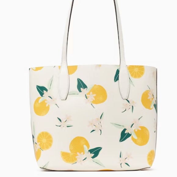 NWT Kate Spade Clementine Orange Toss Printed Small Reversible Tote White Bag - Picture 5 of 11
